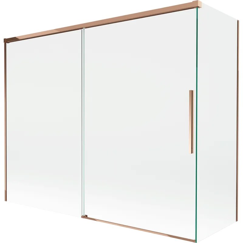 Mexen Rox parawan nawannowy 2-skrzydłowy rozsuwany 190 + 80 x 150 cm, transparent, różowe złoto - 8C9-190-080-60-00