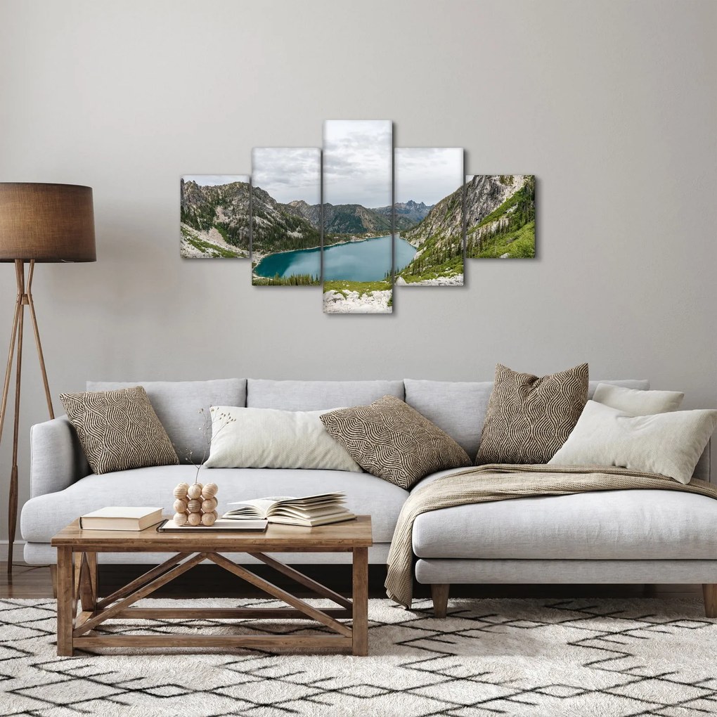Obraz jeziora w górach (125x70 cm)