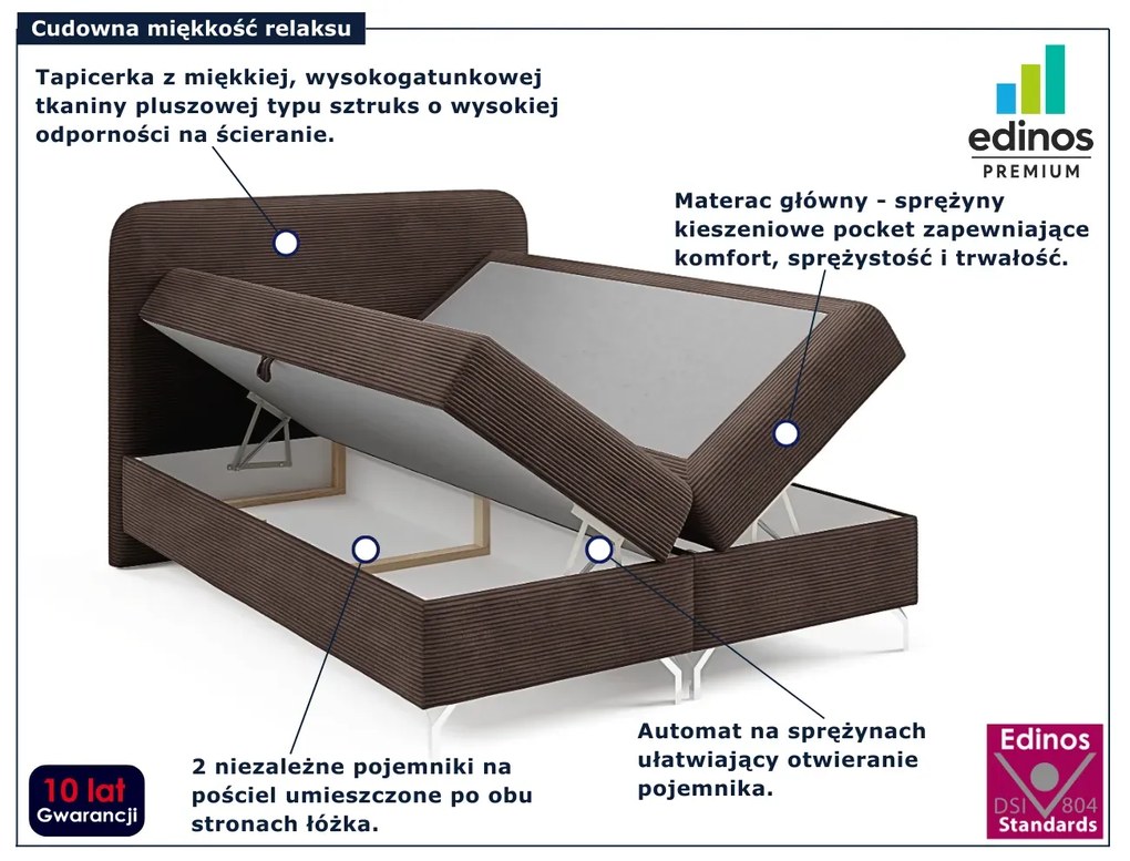 Brązowe łóżko z pojemnikiem 5 rozmiarów B2-M43