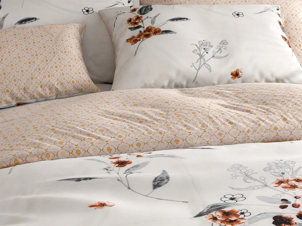 PrzytulneMieszkanie.pl PrzytulneMieszkanie.pl Dwustronna pościel DUO SENSE SOFIRA kremowa + poszewka na poduszkę 40x50 cm GRATIS Rozmiar pościeli: 70 x 90 cm | 140 x 200 cm