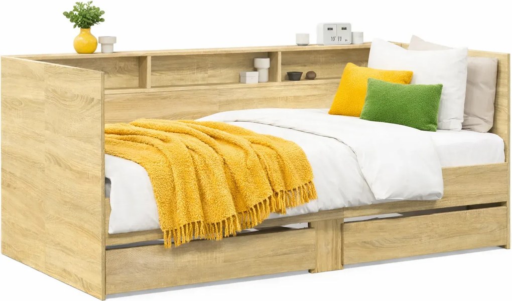 Drewniane łóżko dąb sonoma 90x200 cm T9-R38