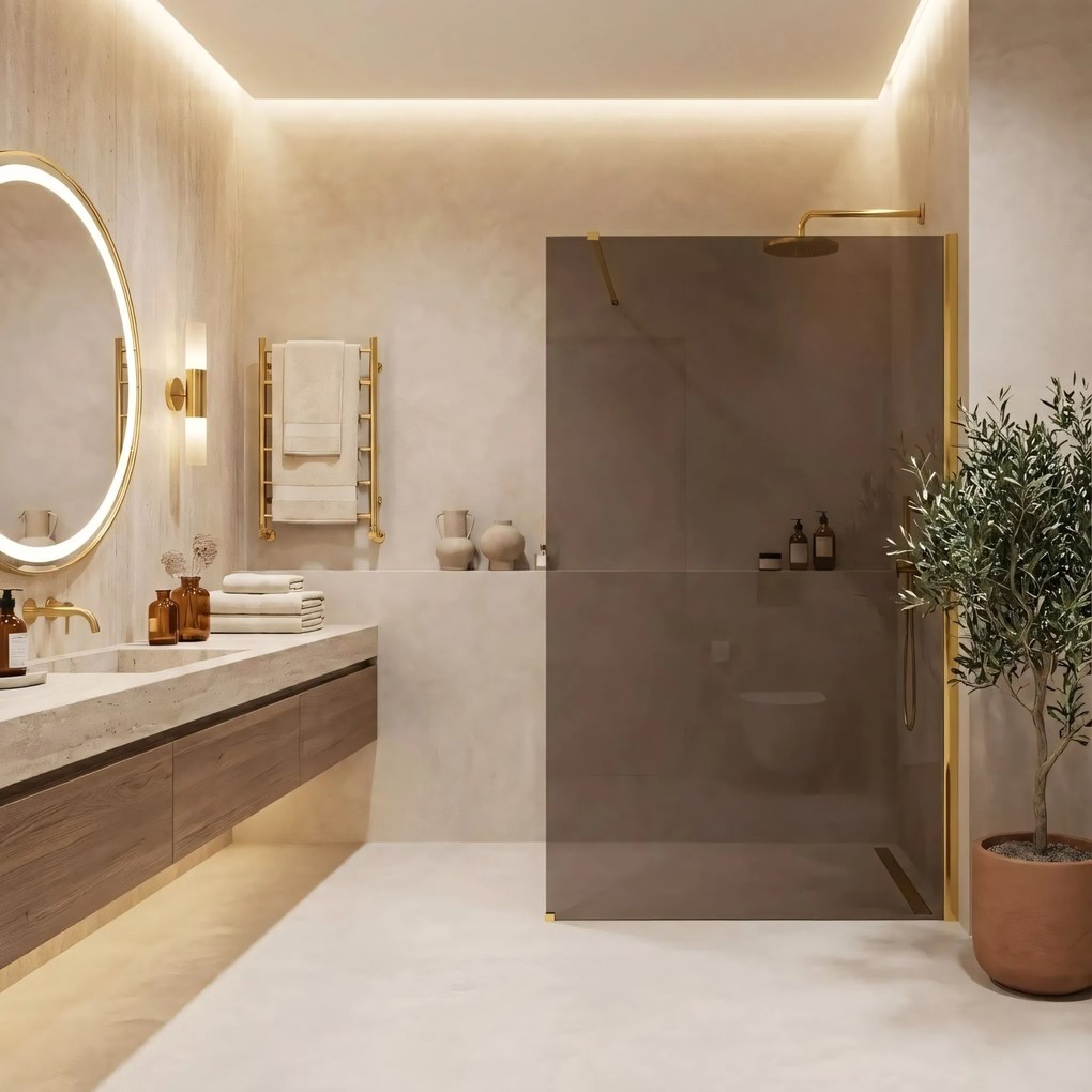 Kabina prysznicowa Walk-In Rea Flexi Brown / Gold 140