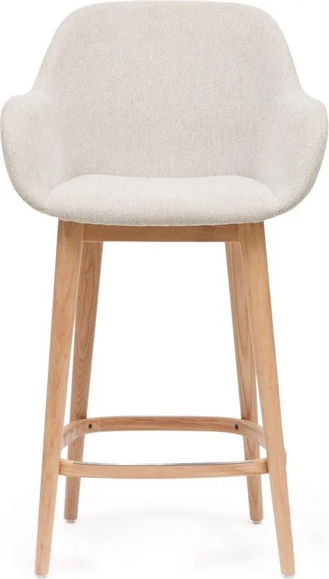 Beżowy tapicerowany hoker z podłokietnikami (wysokość siedziska 66 cm) Konna – Kave Home