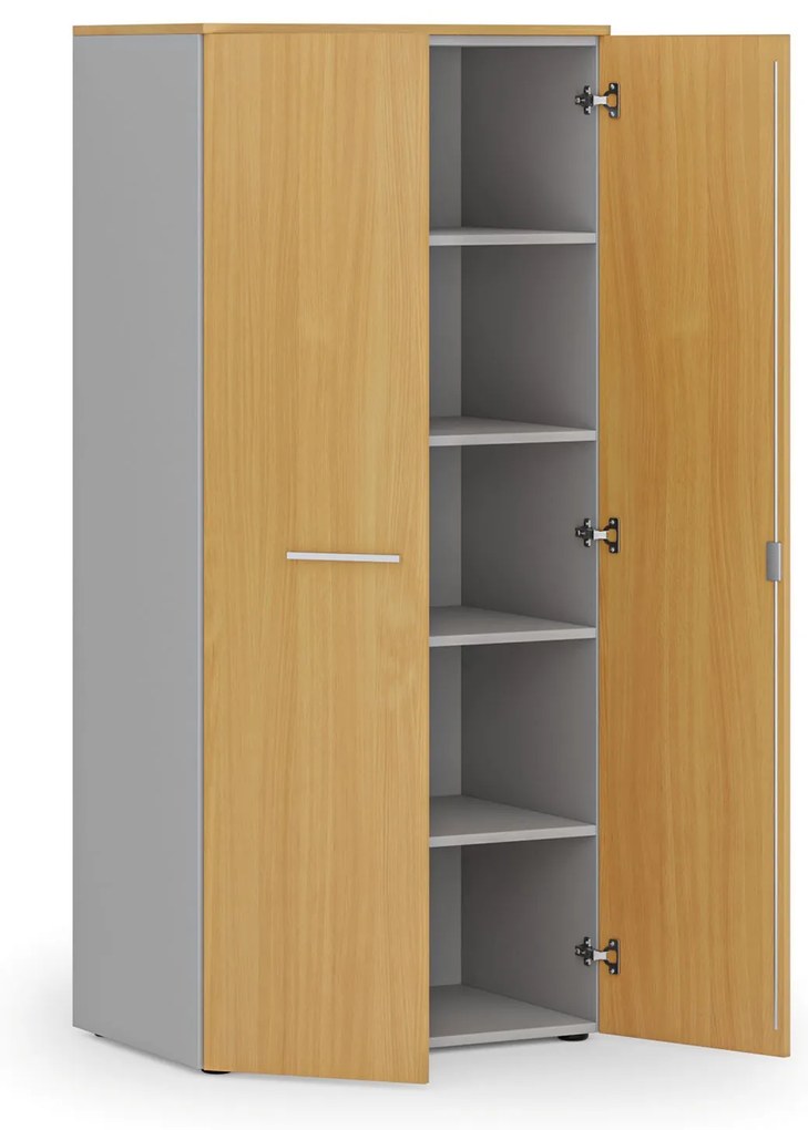 Szafa biurowa z drzwiami PRIMO GRAY, 800 x 500 x 1781 mm, szary/buk