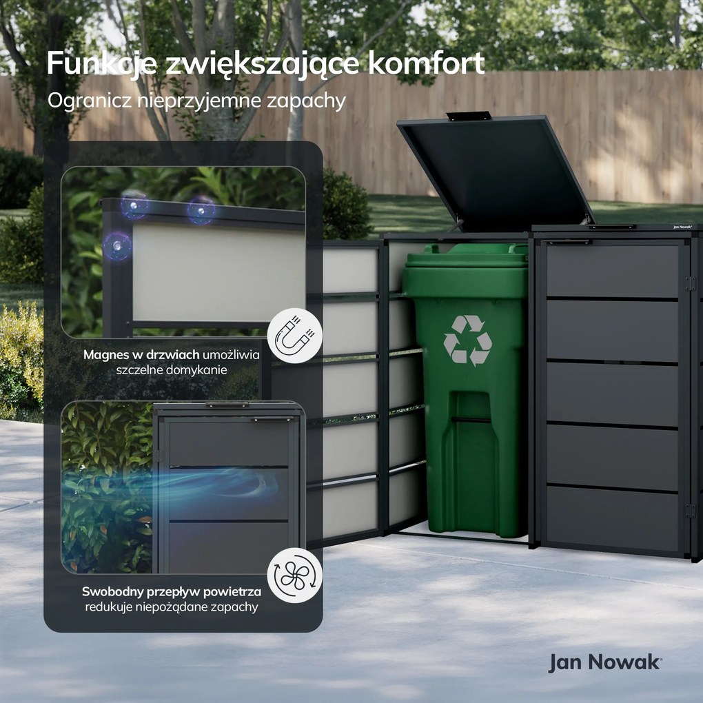 Zabudowa śmietnikowa 240L dwukomorowa, antracyt