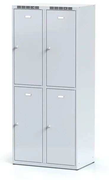 Alfa 3 Szafka skrytkowa, 4 schowki, 1800 x 800 x 500 mm, zamek cylindryczny, drzwi szare