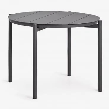 Okrągły Stół Jadalniany Ø110 Cm Z Aluminium Elton Grafitowa Szarość - Sklum