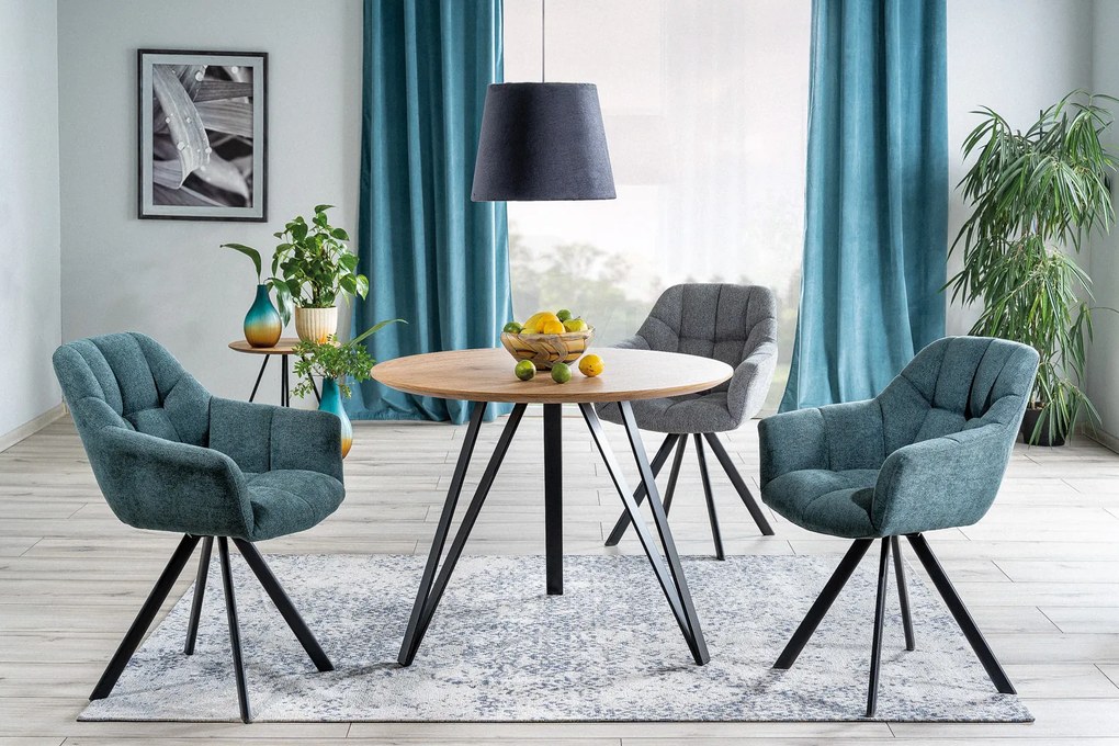 PROMOCJA Dębowy stół jadalny z czarnymi nogami TETIS 100x100 II jakość