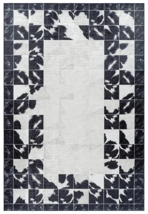 Dywan drukowany antypoślizgowy Fiesta patchwork kremowo-czarny 160 cm x 230 cm