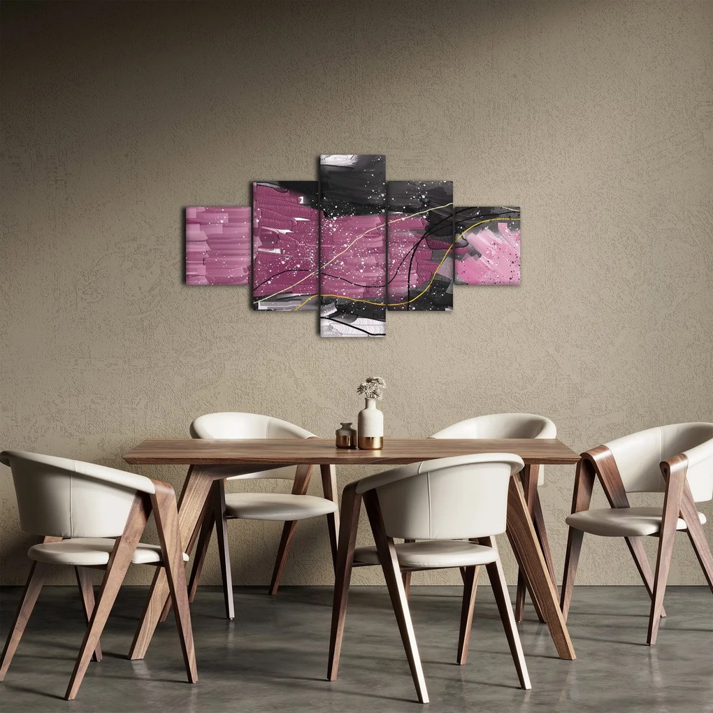 Obraz - Różowo - czarna abstrakcja (125x70 cm)
