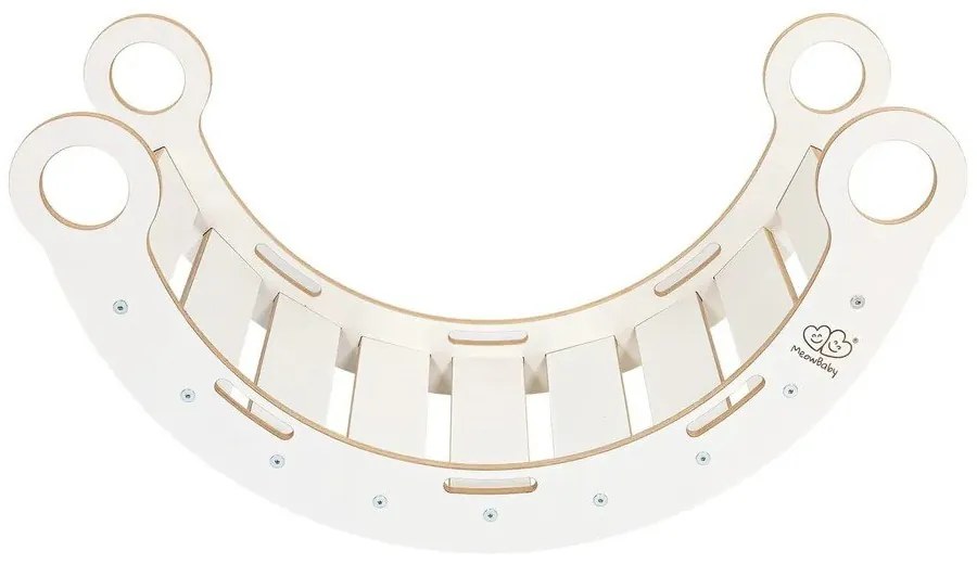 Biała huśtawka z litego drewna sosnowego 39x75x38 cm Montessori – Meowbaby