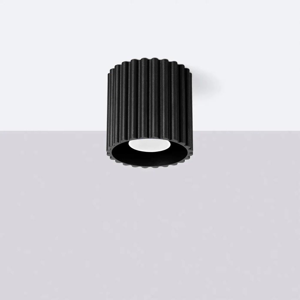 Plafon AURA 1 czarny GU10 ryflowany SOLLUX  LIGHTING