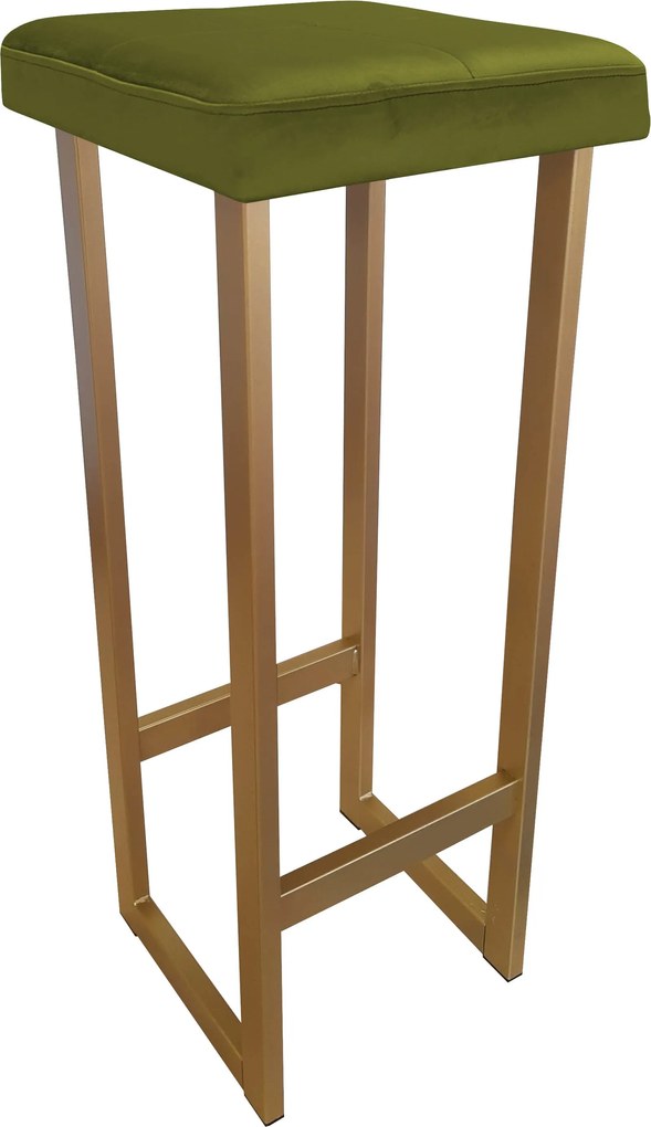 Hoker ALEX krzesło barowe tkanina Welur podstawa metalowa : Kolor Stelaża - Złoty, Kolor tkaniny - VELVET - BL75, Wysokość - 90 cm