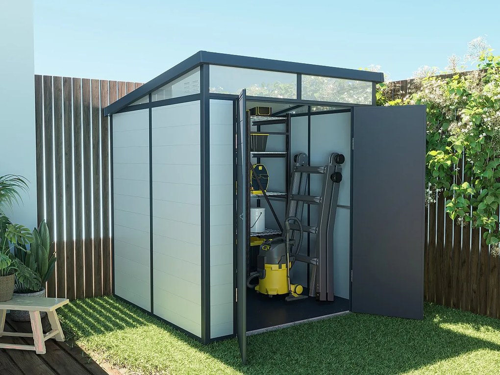 Schowek ogrodowy z szarej żywicy 3,65 m² z podłogą - MINARO