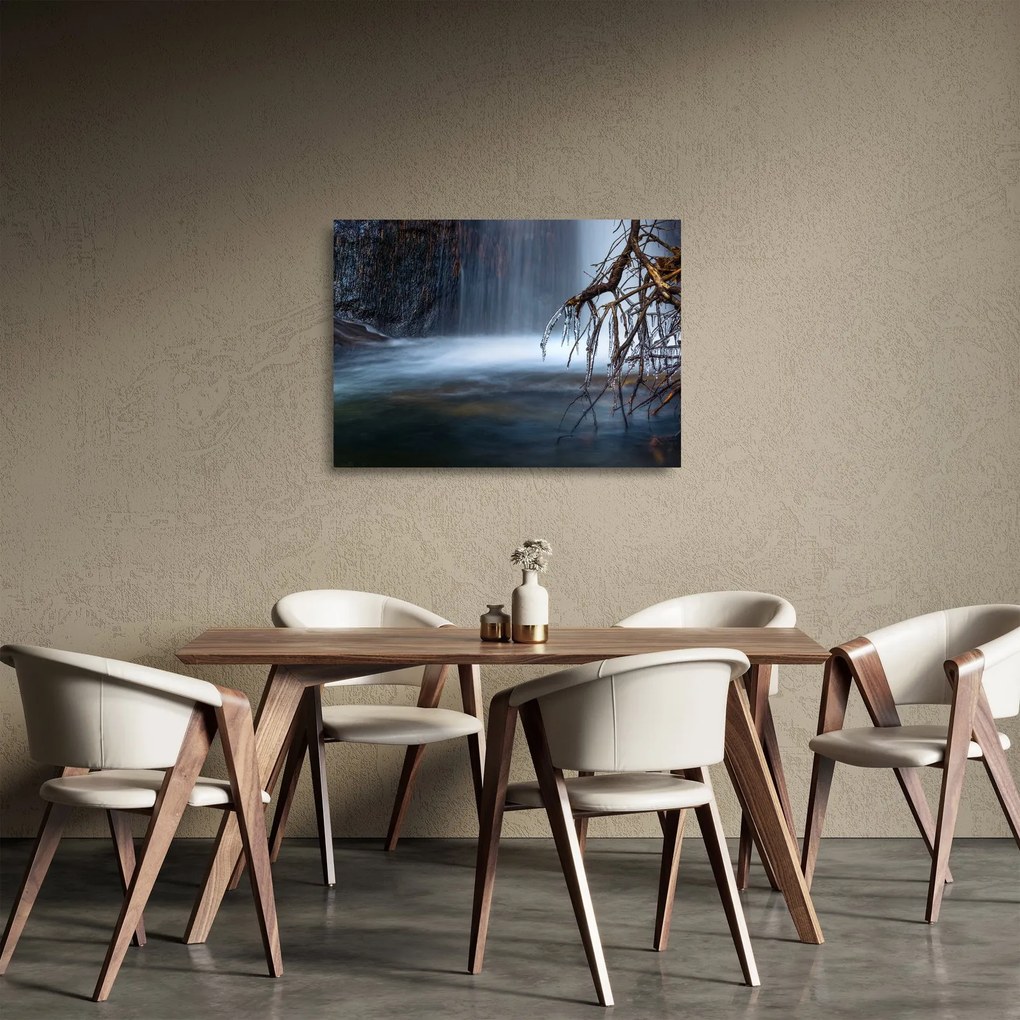 Obraz na szkle zimowej laguny (70x50 cm)