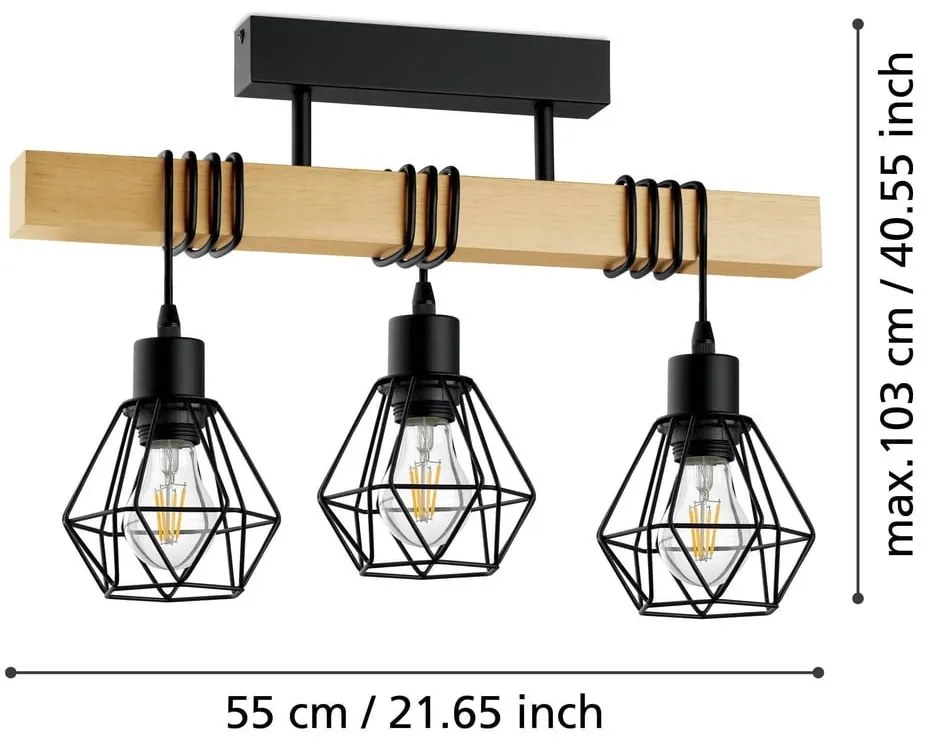 Lampa wisząca w czarno-naturalnym kolorze TOWNSHEND 5 – EGLO