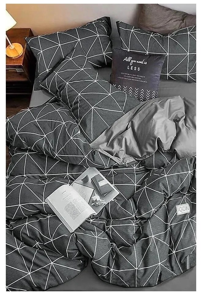 Ciemnoszara bawełniana pościel dwuosobowa z prześcieradłem 200x220 cm – Mila Home