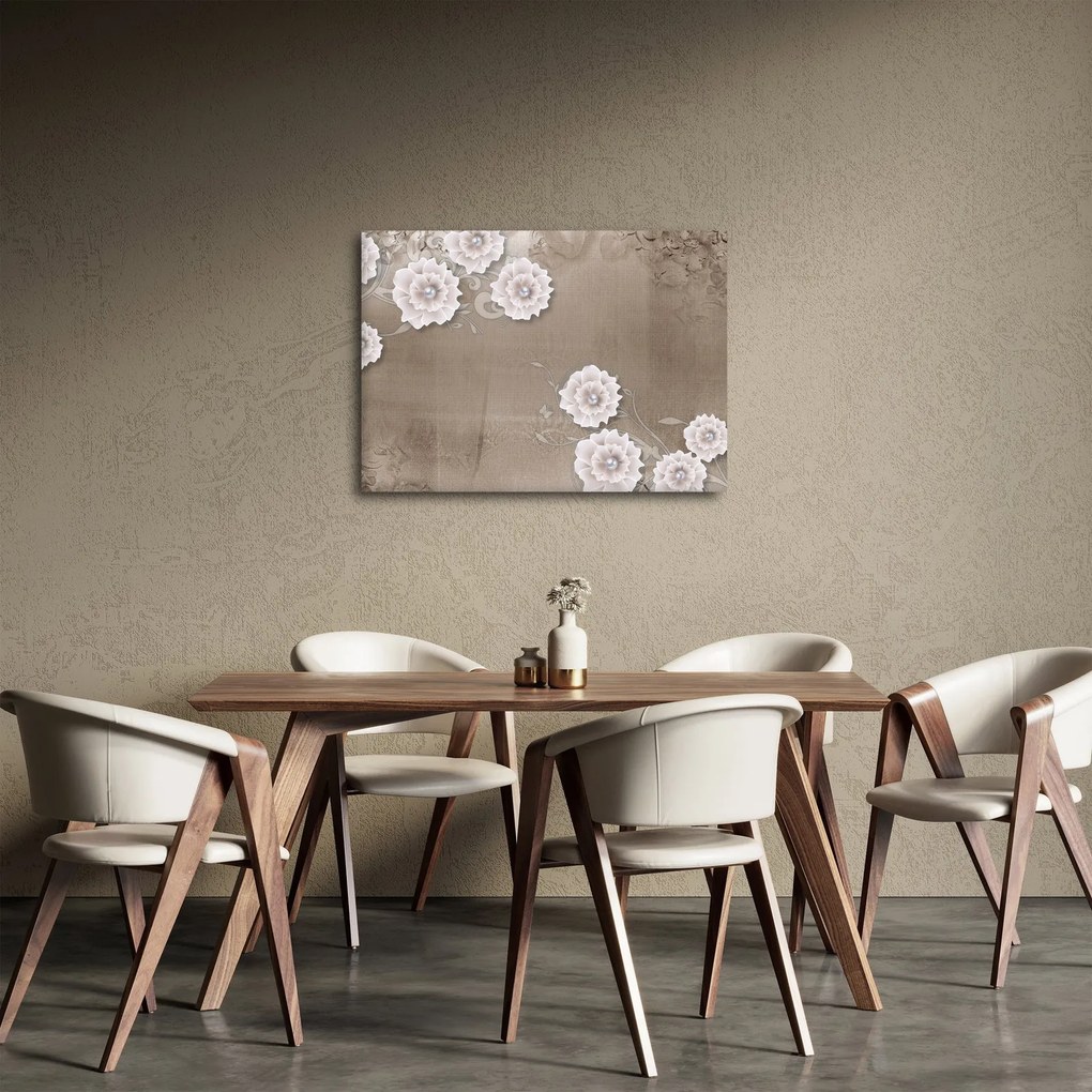 Obraz - Draperie z kwiatami (70x50 cm)