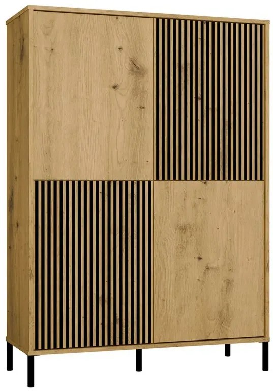 Komoda z lamelami na nóżkach dąb artisan - Valdi 3X