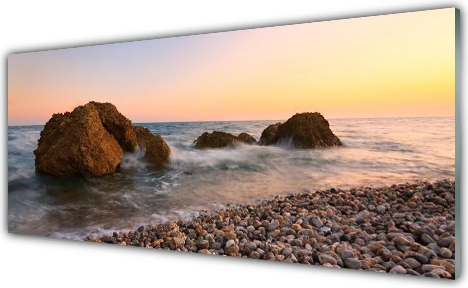 Panel Szklany Fale Rozbijające się o Klif