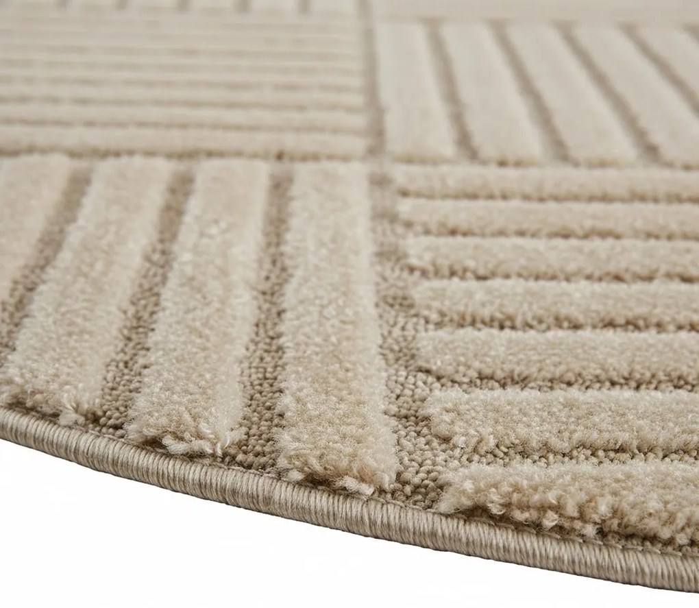 Dywan nowoczesny Art 3D Kwadraty beżowy 80 cm x 80 cm  koło