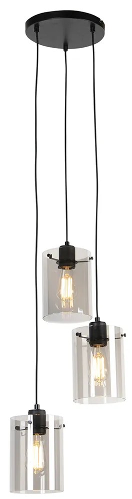 Inteligentna lampa wisząca czarna z przydymionym szkłem z 3 Wifi ST64 - Dome