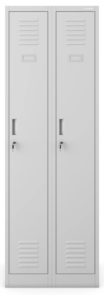 Szafka pracownicza metalowa dwukomorowa szara: KACPER II, 600 x 1800 x 500 mm