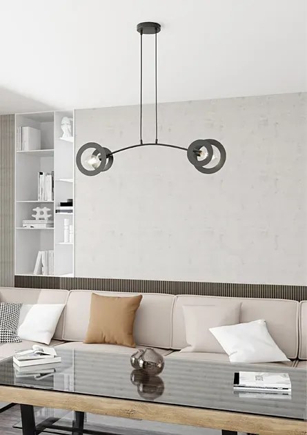 Czarna nowoczesna lampa wisząca - 6X D155 N0-R03