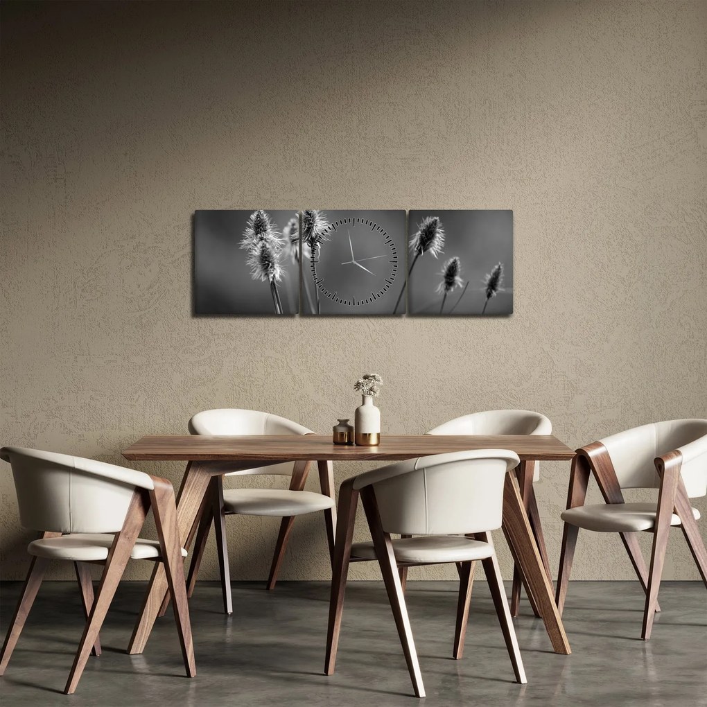 Obraz - Beżowa miękka trawa N⁰2 (z zegarem) (90x30 cm)