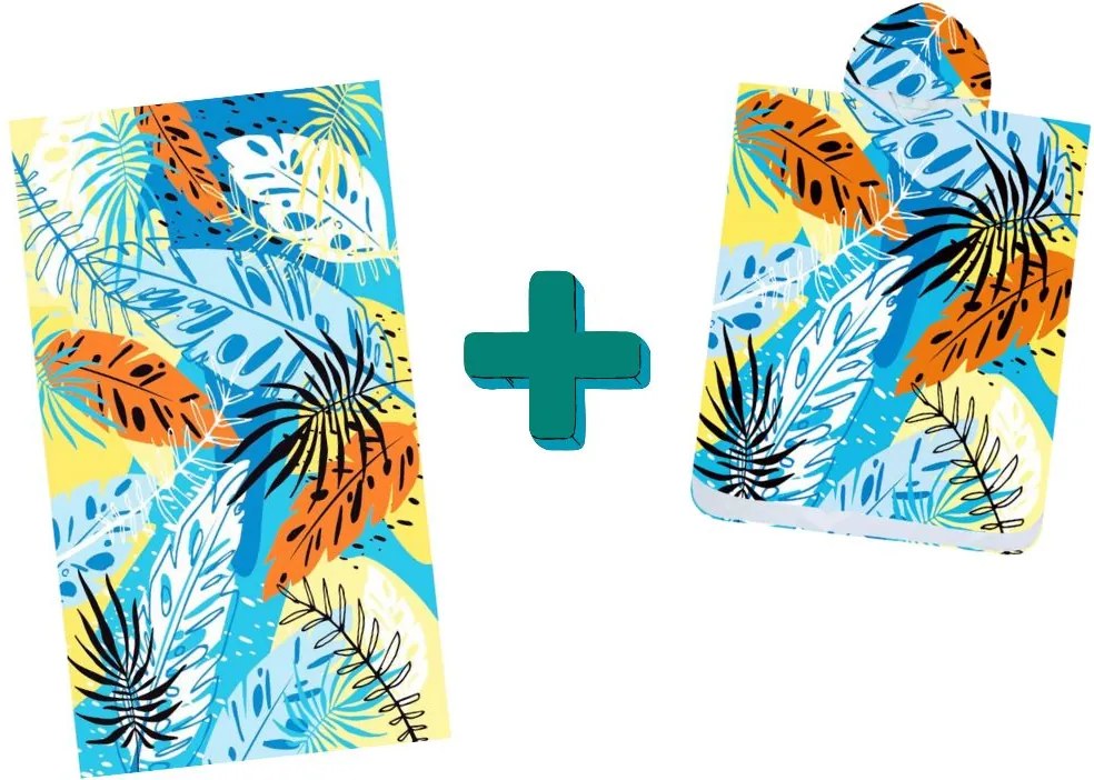 Ponczo plażowe SUMMER FRESH niebiesko-żółte 80x145 cm