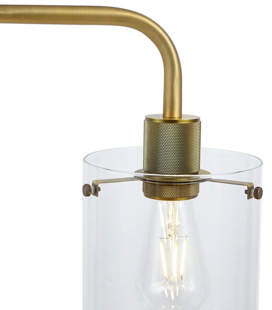 Designerska lampa podłogowa brązowa z przezroczystym szkłem - Domo Nowoczesny Oswietlenie wewnetrzne