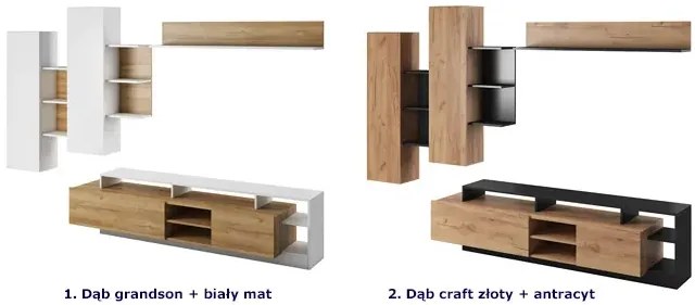 Meblościanka dąb craft złoty + antracyt N3-P31