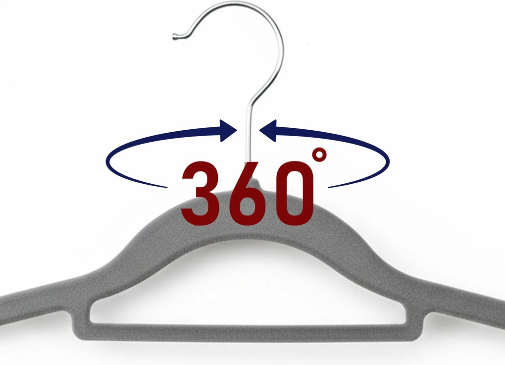 Zestaw wieszaków welurowych MAGIC VELVET 20 szt. szare