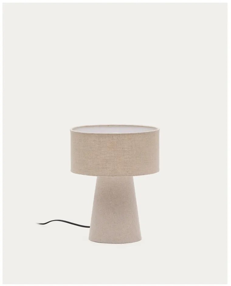 Szarobeżowa lampa stołowa z tekstylnym kloszem (wysokość 35 cm) Algaida – Kave Home