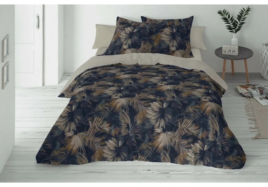 Pościel z mieszanki bawełny i lnu Wodne liście, 160 x 200 cm, 2 szt. 70 x 80 cm