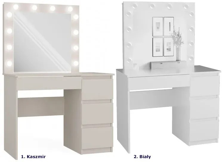 Biała skandynawska toaletka z lustrem scenicznym M2-H83