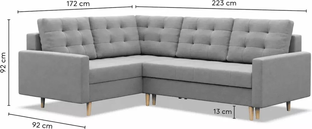 Narożnik Victoria 2 z otomaną – funkcja spania, 2 pojemniki na pościel, nowoczesny design, tkanina Lux