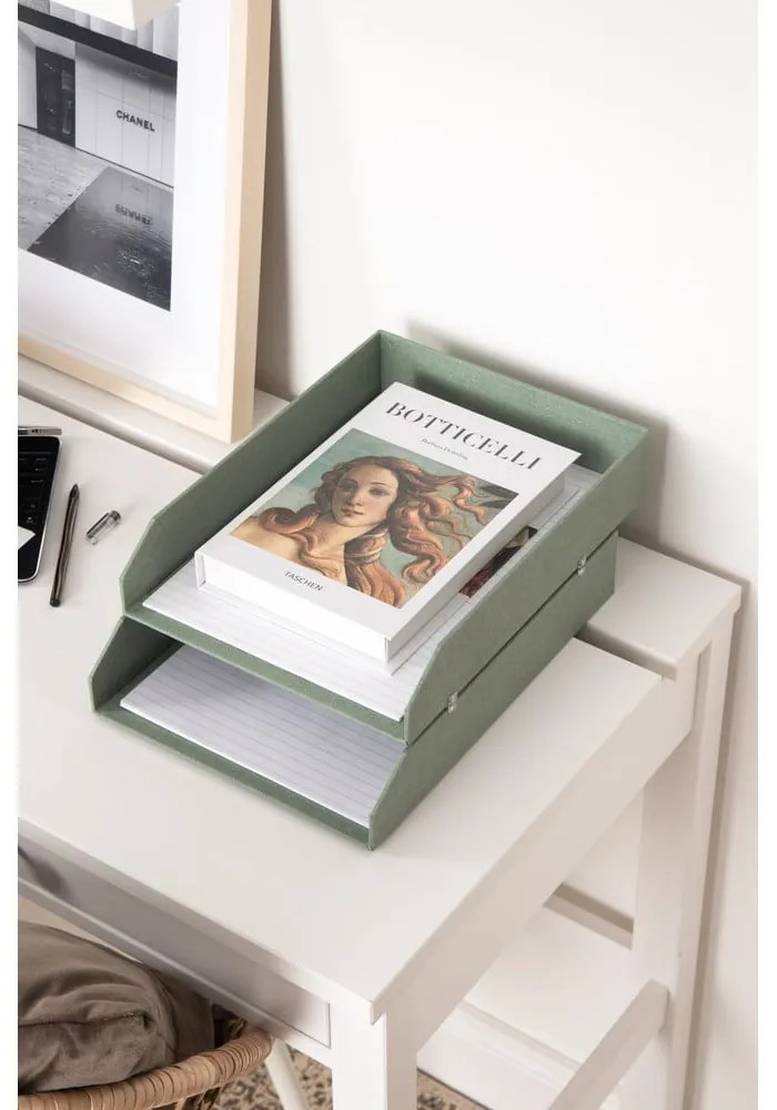 Zielone kartonowe organizery zestaw 5 szt. na dokumenty Holger Canvas Paper Laminate – Bigso