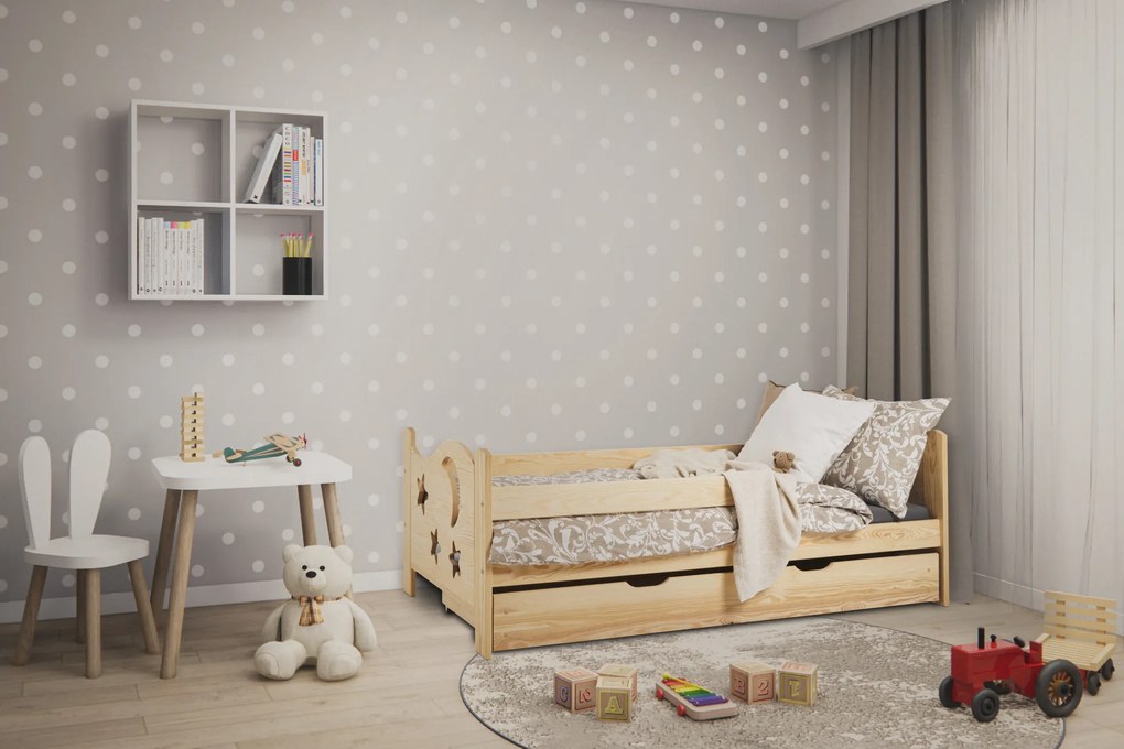 Łóżko dziecięce MOON 80 x 160 cm, sosna Stelaż: Ze stelażem listwowym elastycznym, Materac: Materac EASYSOFT 8 cm
