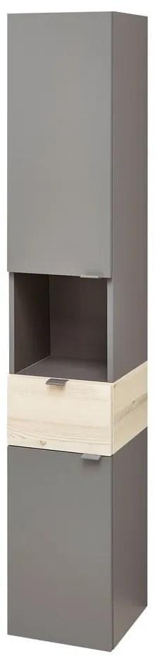 Szaro-naturalna szafka łazienkowa w dekorze sosny 170x30 cm Quickset 394 – Pelipal