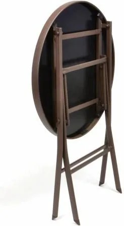 Ogrodowy bistro stolik ze składanym blatem szklanym - brązowy