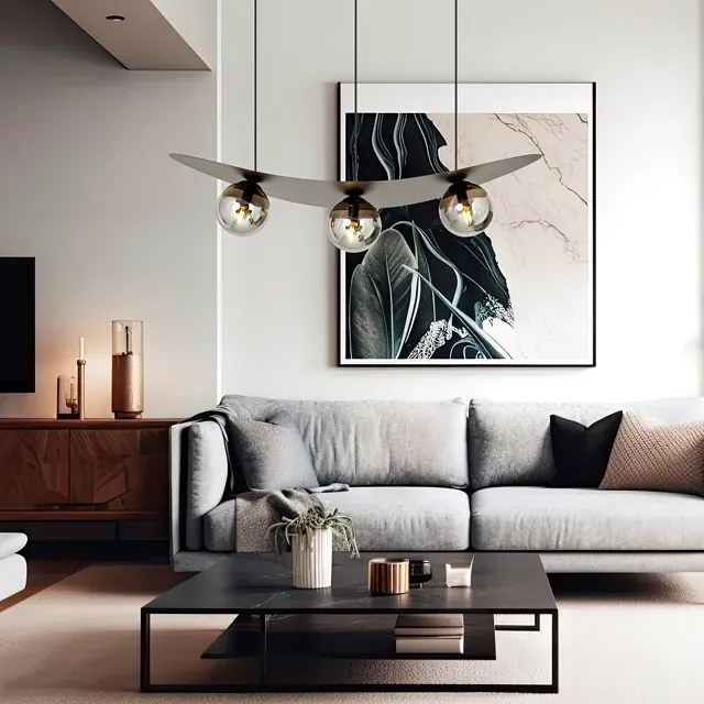 Nowoczesna lampa wisząca z grafitowymi kloszami - D123 E3-R81
