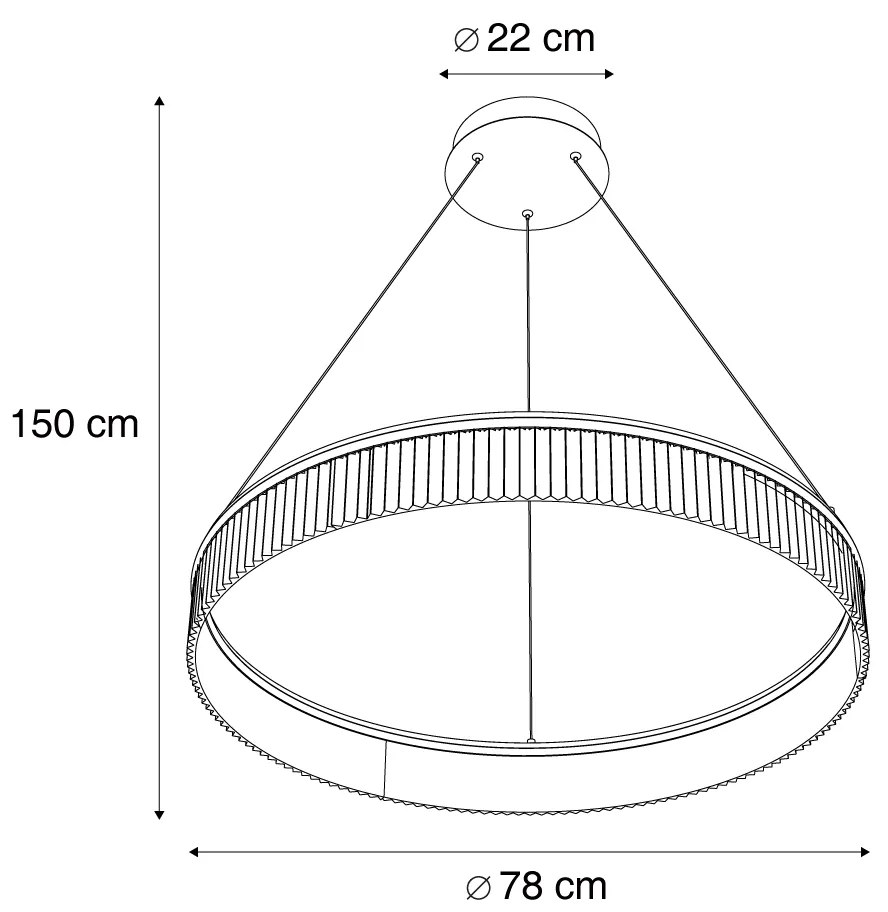 Nowoczesna lampa wisząca mosiężna 78 cm z LED z 3-stopniową regulacją ściemniania - Żyrandol Anello Nowoczesny Oswietlenie wewnetrzne