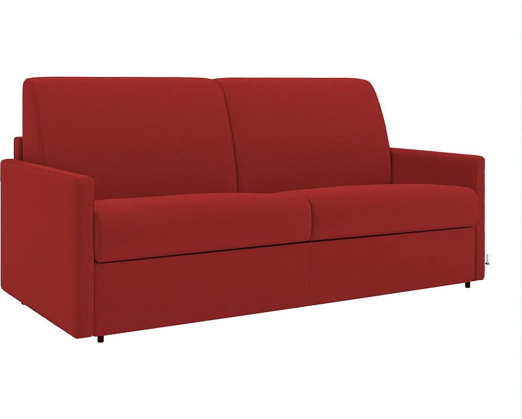 Kanapa 3-osobowa rozkładana typu express z tkaniny - Czerwony - Pow. spania 140 cm - Materac 18 cm CALIFE