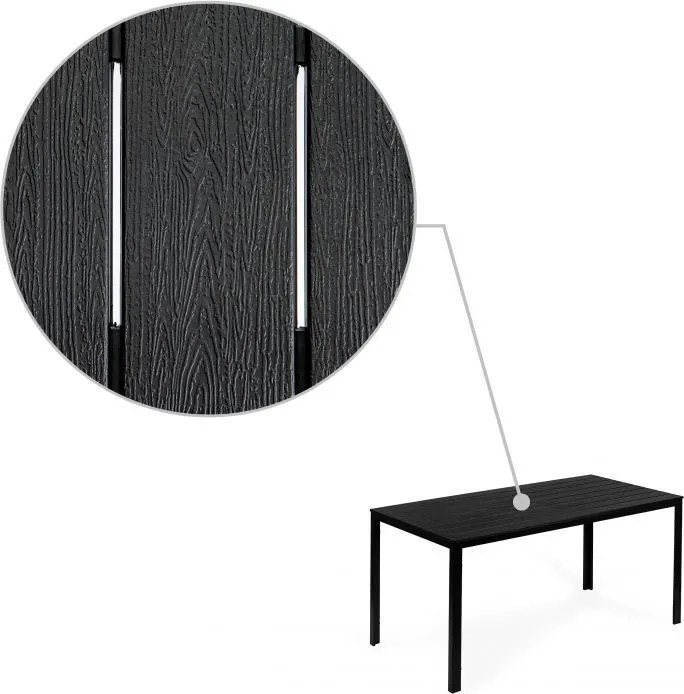 Stół ogrodowy polywood dla 6 osób Sorelia 156x78 cm, czarny