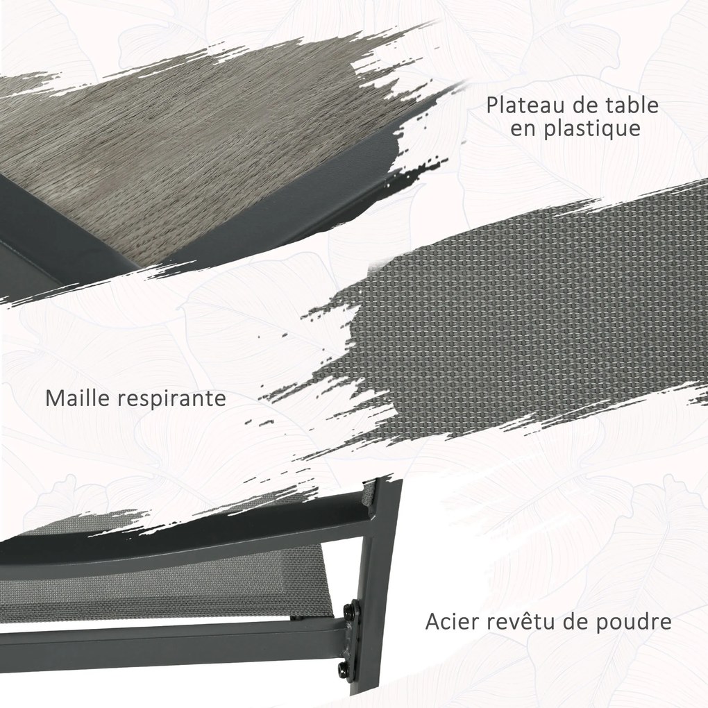 Outsunny Zestaw mebli ogrodowych, zestaw krzeseł ogrodowych, 1 stół, 4 krzesła, 150 x 87 x 72 cm, Szary