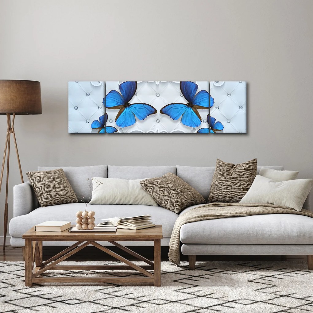 Obraz - Niebieskie motyle (170x50 cm)