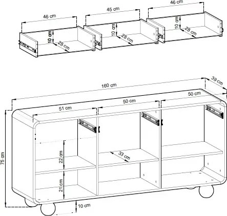 Duża kaszmirowa komoda na kulistych nóżkach A1-R24