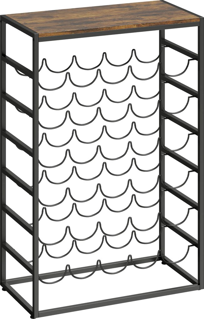 HOMCOM Stojak na wino na 30 butelek wolnostojący stojak z metalu do piwnicy, magazynu, 59 x 30 x 88,5 cm Rustykalny brąz | Aosom PL