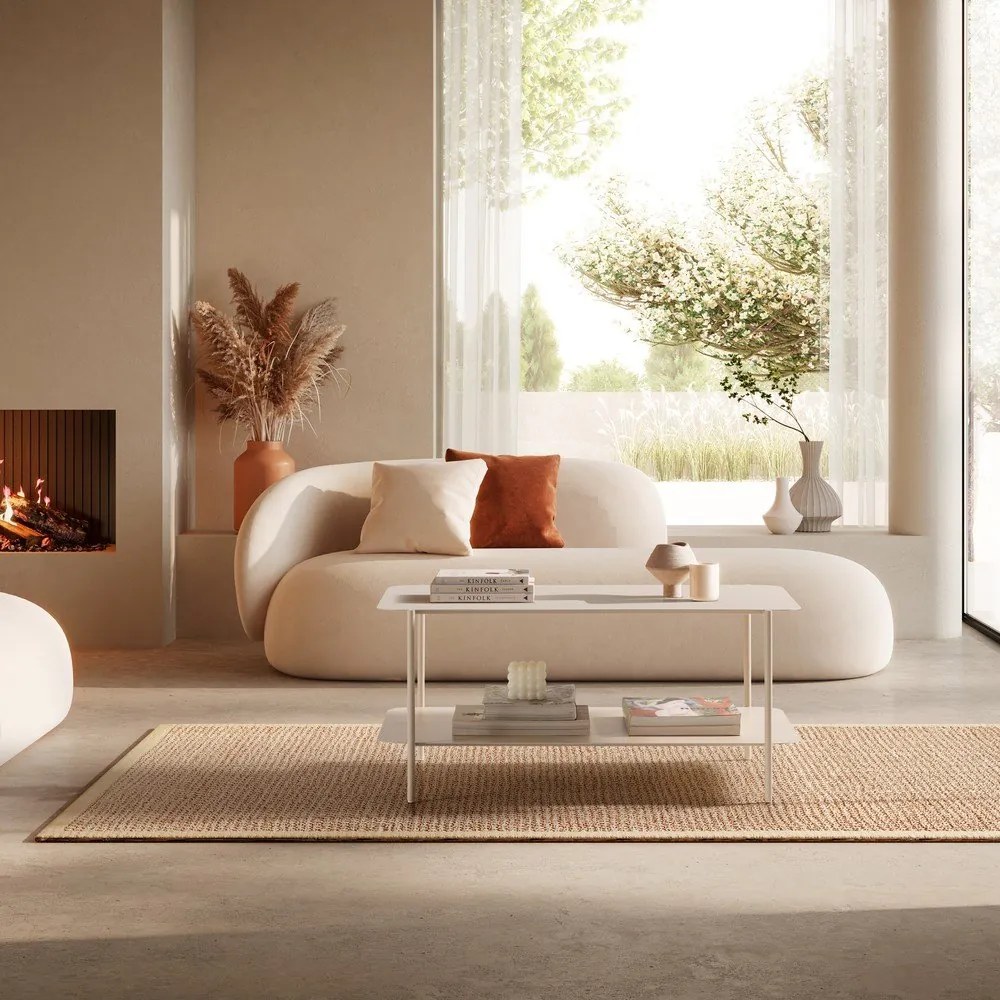 Kremowy metalowy stolik 58x90 cm Beatrix – MOME